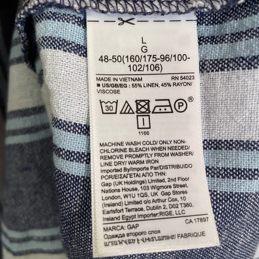 GAP Linen Blend Blue & White Stripe Shift Dress, Size Large EUC Summer Comfort - Picture 5 of 7